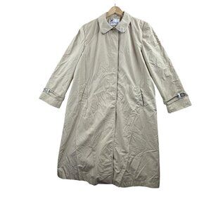Croydon Coat Mens Large Beige Polyester Lined Single Breasted Long Rain Trench